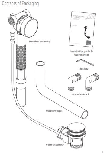 Additional image for 4 Hole Bath Shower Mixer Tap With Kit & Bath Filler Waste (Chrome).