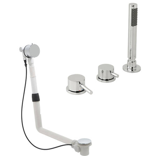 Additional image for 3 Hole Bath Shower Mixer Tap With Kit & Bath Filler Waste (Chrome).