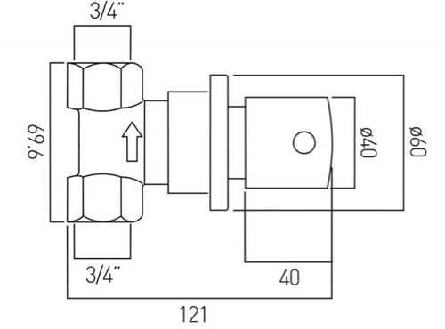 Additional image for Shower Stop Valve 3/4" (Chrome).