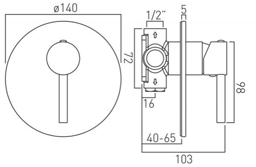 Additional image for Manual Shower Valve With 1 Outlet (Chrome).