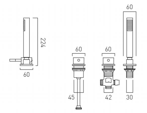 Additional image for 3 Hole Bath Shower Mixer Tap Without Spout (Chrome).