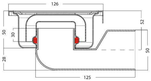 Additional image for Shower Drain 126x126mm (Stainless Steel).