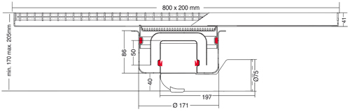 Additional image for Kitchen Channel Drain 800x200mm (Mesh Grating).