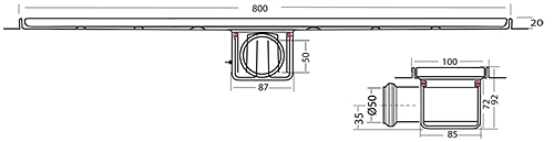 Additional image for Standard Shower Channel 800x100mm (S Steel).