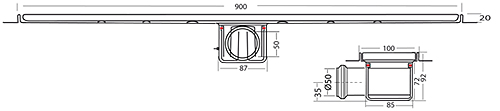 Additional image for Standard Shower Channel 900x100mm (Plain, S Steel).