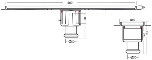 Additional image for Standard Shower Channel 500x100mm (S Steel).