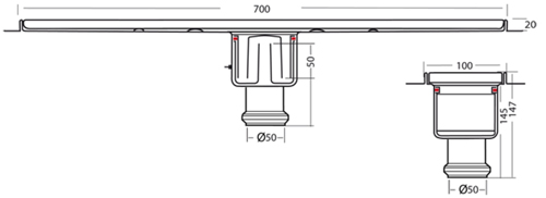 Additional image for Standard Shower Channel 700x100mm (Plain, S Steel).