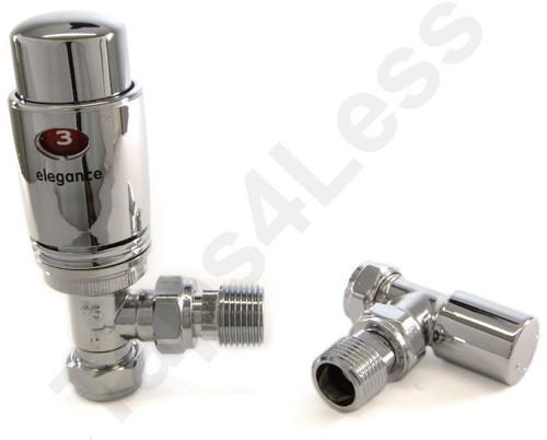 Additional image for Thermostatic Angled Radiator Valves (Chrome).