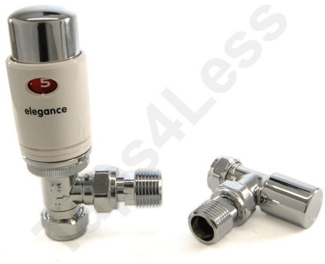 Additional image for Thermostatic Angled Radiator Valves (White).