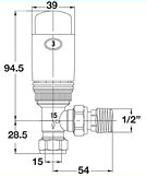 Additional image for Thermostatic Angled Radiator Valves (White).