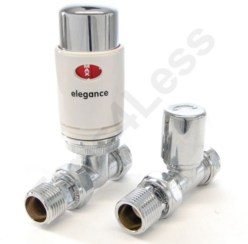 Additional image for Thermostatic Straight Radiator Valves (White).