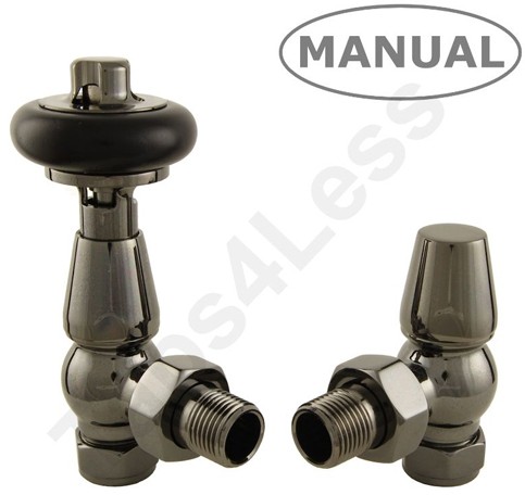 Additional image for Eton Thermostatic Angled Radiator Valves (Black Nickel).