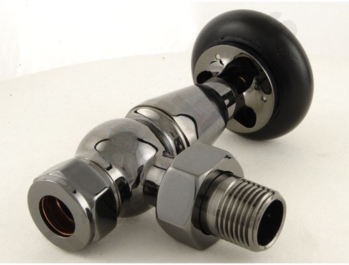 Additional image for Eton Thermostatic Angled Radiator Valves (Black Nickel).