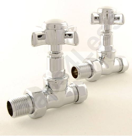 Additional image for Westminster Straight Radiator Valves (Chrome).