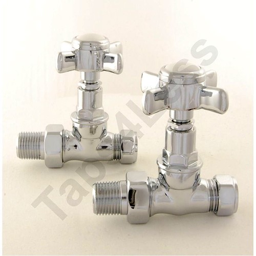 Additional image for Westminster Straight Radiator Valves (Chrome).