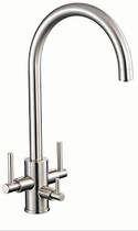 1810 curvato trio 3 in 1 filtered kitchen tap (brushed steel).