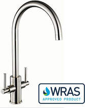 1810 Curvato dual Lever Kitchen Tap (Brushed Steel).