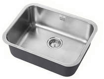 1810 undermounted kitchen sink with plumbing kit (satin, 535x406mm).