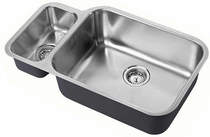 1810 Undermounted Two Bowl Kitchen Sink With Kit (Satin, 785x456mm).