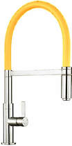 1810 Spirale Single Lever Rinser Kitchen Tap (Brushed Steel & Yellow).