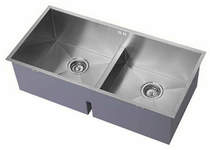 1810 undermounted deep two bowl kitchen sink with kit (satin, 860x400).