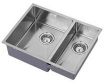 1810 Undermounted Two Bowl Kitchen Sink With Kit (Satin, 585x440mm).