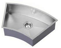 1810 Undermounted Curved Kitchen Sink With Kit (Satin, 727x455mm).