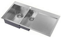 1810 overmounted kitchen sink, right hand drainer (satin, 1000x510).