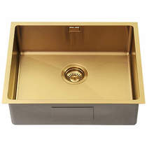 1810 Zen15 PVD 500U Undermount Kitchen Sink (500x400mm, Gold Brass).