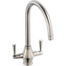 Abode Astral Dual Lever Kitchen Tap With Swivel Spout (Brushed Nickel).