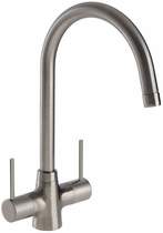 Abode Nexa Dual Lever Kitchen Tap With Swivel Spout (Brushed Nickel).