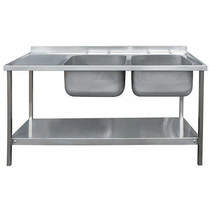 Acorn Thorn Catering Double Sink With LH Drainer & Legs 1500mm (S Steel).