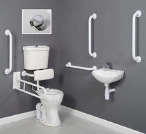 Arley Doc M Doc M Low Level Toilet Pack With Push Button Flush & White Rails.