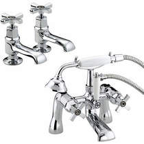 Bristan Art Deco Basin & BSM Taps Pack With Ceramic Disc Valves.