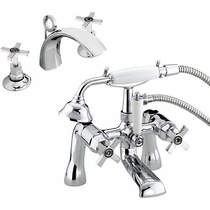 Bristan art deco 3 hole basin & bsm taps pack with ceramic disc valves.