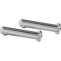 Bristan Commercial 2 X Wall Mounted Sensor Basin Taps (Brushed Nickel).