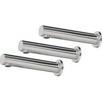 Bristan Commercial 3 X Wall Mounted Sensor Basin Taps (Brushed Nickel).