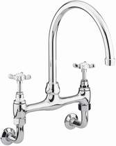 Bristan 1901 wall mounted bridge sink mixer tap, chrome plated.