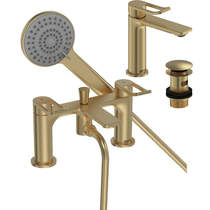 Bristan Saffron Eco Basin Mixer & Bath Shower Mixer Tap Pack (Brushed Brass).