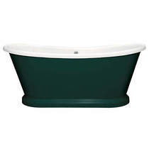 BC Designs Painted Acrylic Boat Bath 1580mm (White & Mid Azure Green).