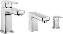 Crosswater Atoll Basin Mixer & 2 Hole Bath Shower Mixer Tap Pack (Chrome).