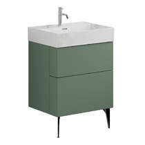 Crosswater Avenue Wall Vanity Unit With Black Legs (600mm, Green, 1TH).