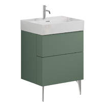 Crosswater Avenue Wall Vanity Unit With Steel Legs (600mm, Green, 1TH).