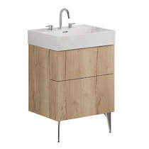 Crosswater Avenue Wall Vanity Unit With Slate Legs (600mm, Oak, 3TH).