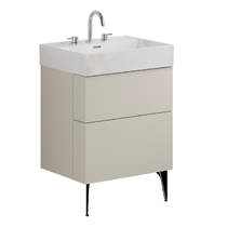 Crosswater Avenue Wall Vanity Unit With Black Legs (600mm, Stone, 3TH).