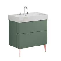 Crosswater Avenue Wall Vanity Unit With Bronze Legs (800mm, Green, 3TH).