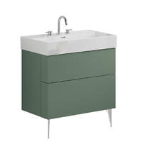 Crosswater Avenue Wall Vanity Unit With Chrome Legs (800mm, Green, 3TH).