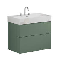 Crosswater Avenue Wall Hung Vanity Unit With Basin (800mm, Green, 3TH).