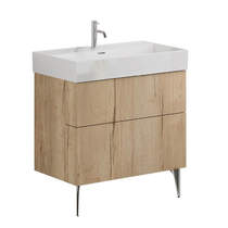 Crosswater Avenue Wall Vanity Unit With Slate Legs (800mm, Oak, 1TH).