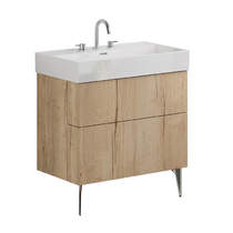 Crosswater Avenue Wall Vanity Unit With Slate Legs (800mm, Oak, 3TH).